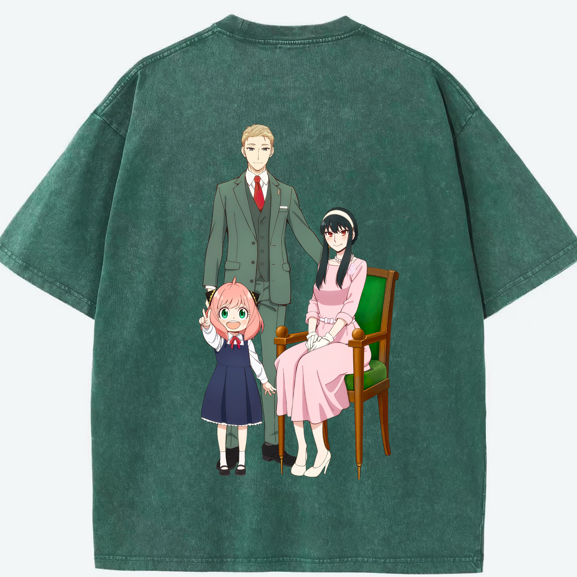 （画像用） SPY×FAMILY间谍家家酒 綿100% ヴィンテージ風 半袖Tシャツ（背面プリント）